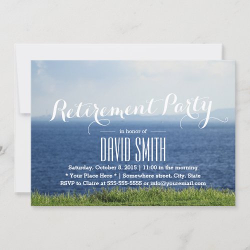 Retirement Party Summer Blue Sea Beach Invitation