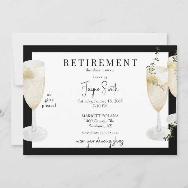 Retirement Party "that doesn't suck" Black II Invitation (Front)