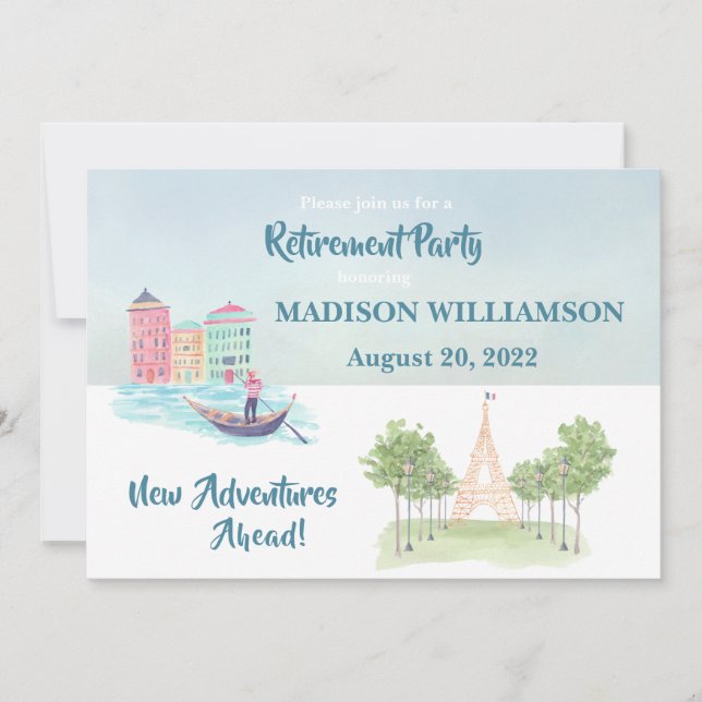 Retirement Party Travel Theme  Invitation (Front)