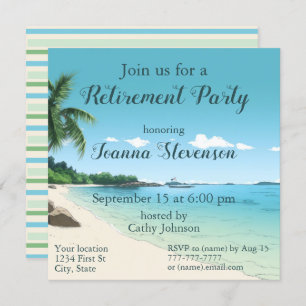 Retirement Party Tropical Beach Palm Trees Invitation
