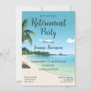 Retirement Party Tropical Beach Palm Trees Invitation