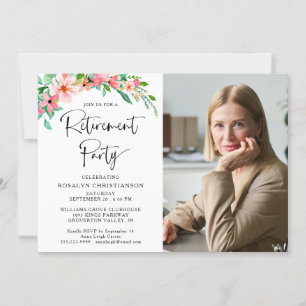 Retirement Party Tropical Floral Photo Script