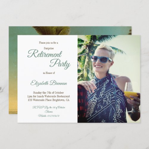 Retirement Party Tropical Palm Leopard Photo Invitation