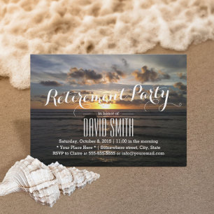 Retirement Party Tropical Sunset Beach Invitation