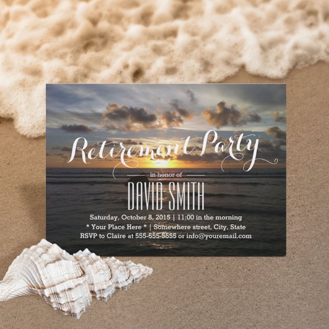 Retirement Party Tropical Sunset Beach Invitation (Creator Uploaded)