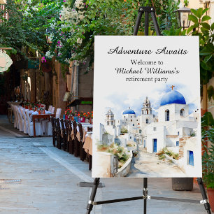 Retirement Party Vintage Colorful Greece Village  Foam Board