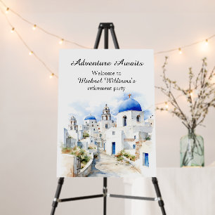 Retirement Party Vintage Colorful Greece Village Foam Board