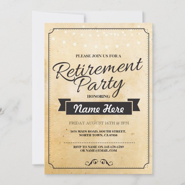 Retirement Party Vintage Retired Paper Invitation (Front)
