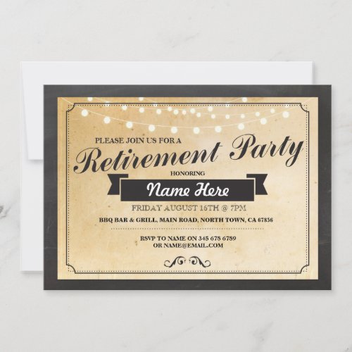 Retirement Party Vintage Retired Paper Invitation