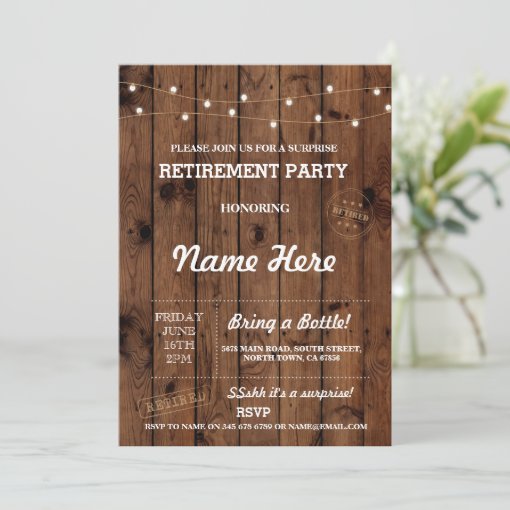 Retirement Party Vintage Retired Wood Invitation | Zazzle