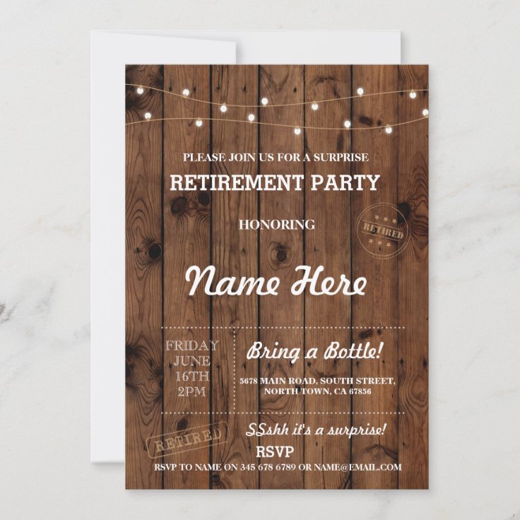 Retirement Party Vintage Retired Wood Invitation | Zazzle