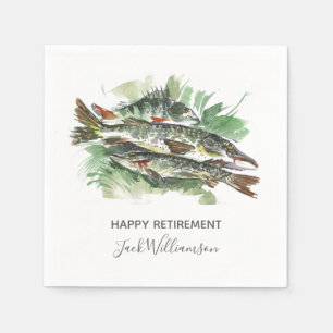 Retirement Party Watercolor Fish Napkins