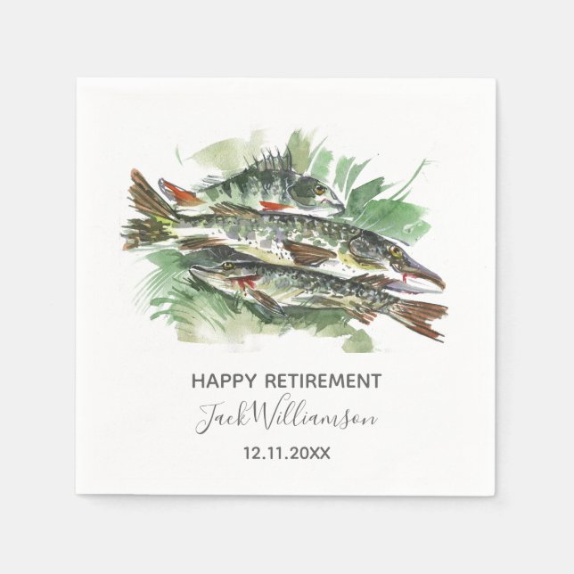 Retirement Party  | Watercolor Fish Napkins (Front)