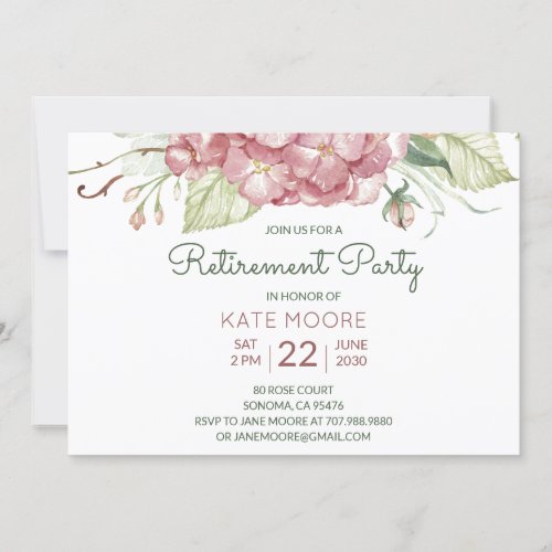 Retirement Party Watercolor Floral Invitation