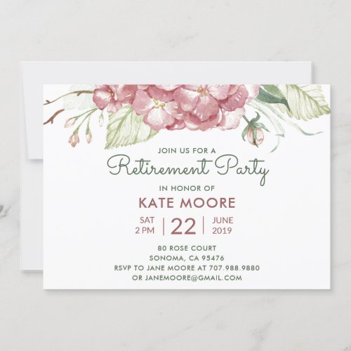 Retirement Party Watercolor Floral Party Invitatio Invitation