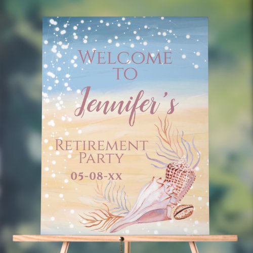 Retirement Party Welcome Beach Coast Acrylic Sign