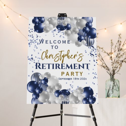 Retirement Party Welcome Blue Balloons  Foam Board