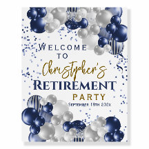 Retirement Party Welcome Blue Balloons