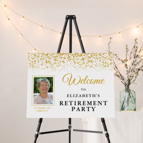 Retirement Party Welcome Glitter White Photo Foam Board