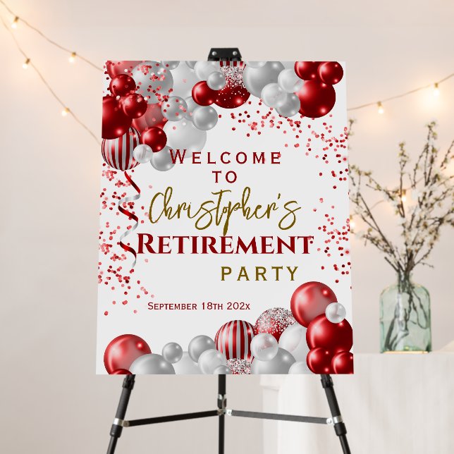 Retirement Party Welcome Red Balloons  Foam Board (In Situ (Stand))