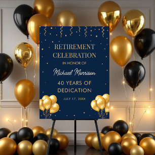 Retirement Party Welcome Sign Navy Blue Gold