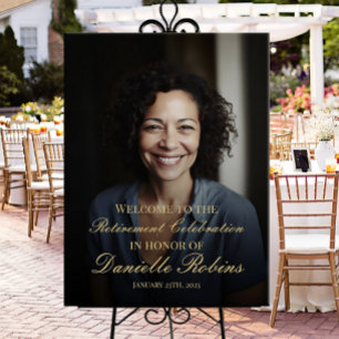Retirement party welcome sign with photo