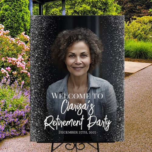 Retirement party welcome sign with photo