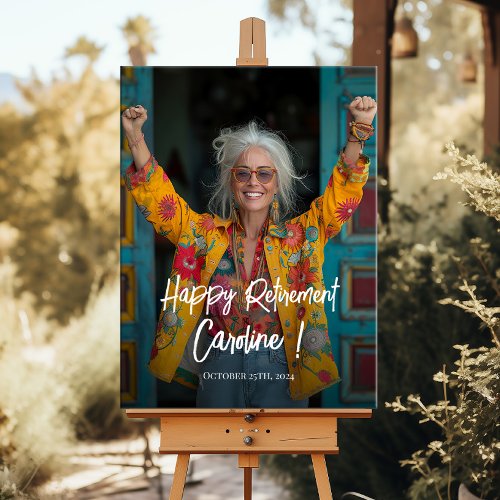 Retirement party welcome sign with photo