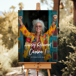 Retirement party welcome sign with photo