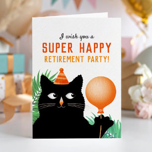 Retirement party with black cat and balloon cards