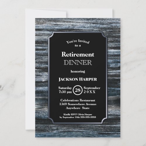 Retirement Party Wood Silver Border Invitation