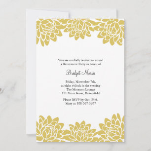 Retirement Party Yellow Modern and Floral Invite