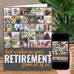 Retirement Photo Collage 30 Picture From all of Us Card<br><div class="desc">Create your own big Retirement Card. The photo template is ready for you to add 30 of your favorite pictures which are displayed in square / instagram format in a simple grid style photo collage. The front of the retirement card is lettered with modern oversized typography and brush script. It...</div>