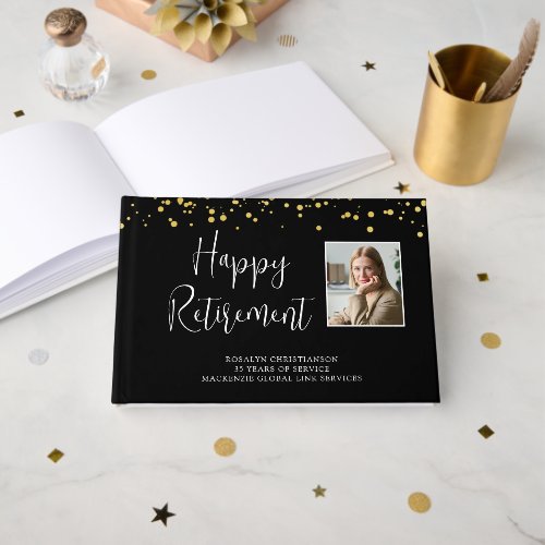 Retirement Photo Handwritten Script Confetti