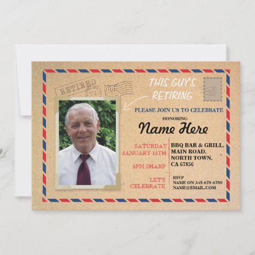 Retirement Photo Postal Post Card Retired Invite