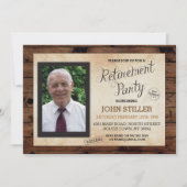 Retirement Photo Wood Rustic Party Invitation 