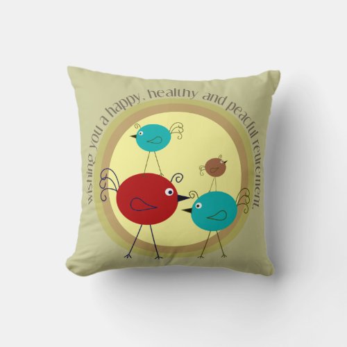Retirement Pillow Retro Birds Design