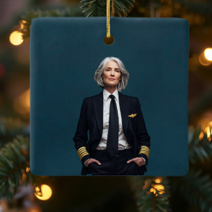 Retirement Pilot Airplane Nato Letter Custom Photo Ceramic Ornament