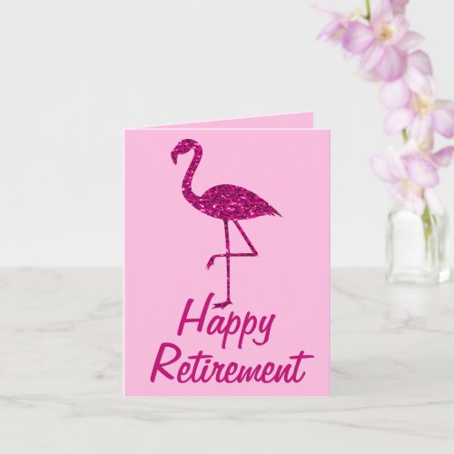 Retirement pink flamingo Custom text Greeting Card