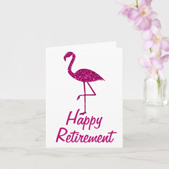 Retirement pink flamingo Custom text Greeting Card (Orchid)