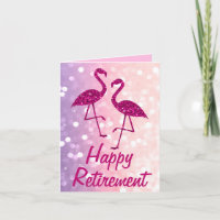 Retirement pink flamingo Custom text Greeting