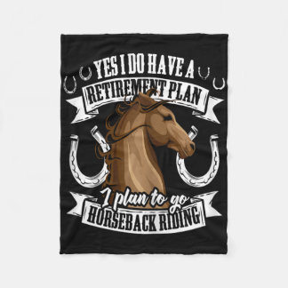Retirement Plan Funny Horseback Riding Equestrian Fleece Blanket