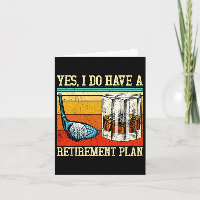 Retirement Plan Golf Bourbon Retired Funny Retiree Card (Front)