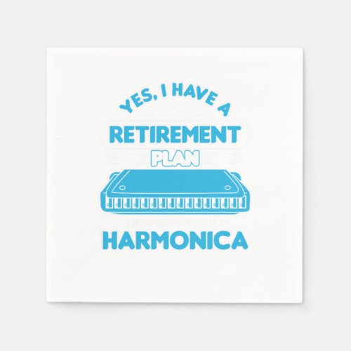 Retirement Plan Harmonica Instrument Blues Gift Napkins