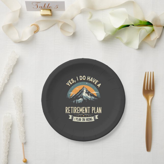 Retirement Plan Hiking Funny Dad Outdoors Hiking  Paper Plates (Wedding)