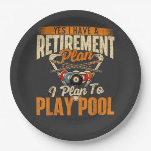 Retirement Plan Play Pool - Billiard Player Sports Paper Plates