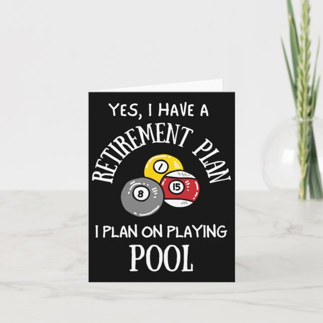 Retirement Plan Playing Pool Funny Pool Player Bil Card (Front)