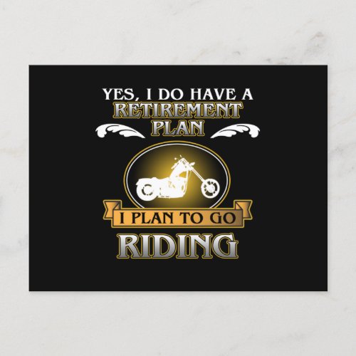 Retirement Plan Riding Motorcycle Biker Bike Lover Announcement Postcard