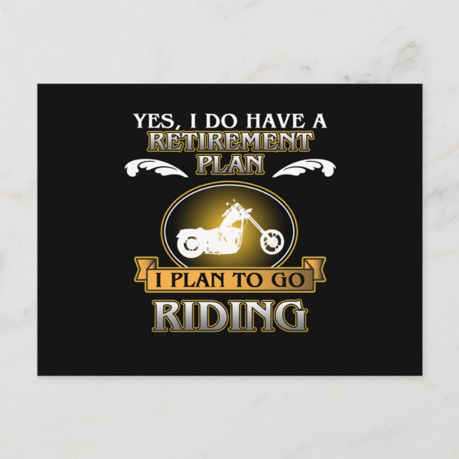 Retirement Plan Riding Motorcycle Biker Bike Lover Invitation Postcard (Front)