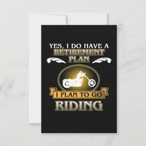 Retirement Plan Riding Motorcycle Biker Bike Lover RSVP Card